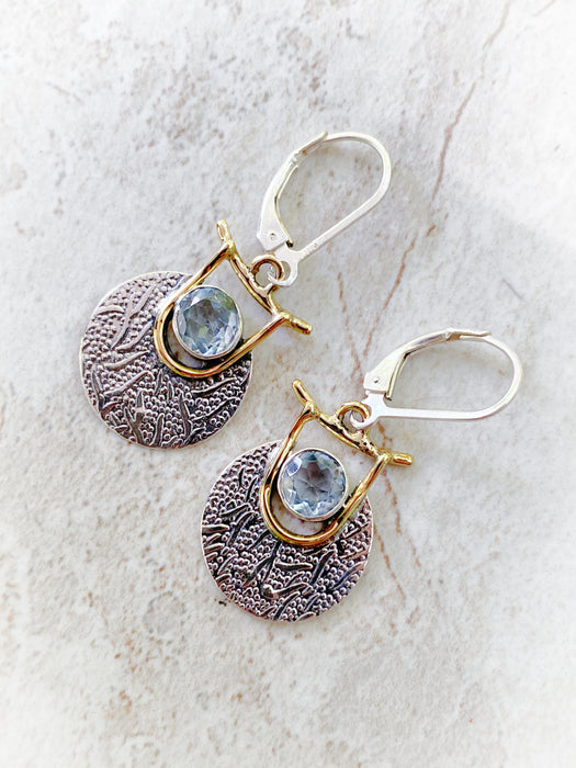 Textured Shield Gemstone Dangles | Sterling Silver | Light Years Jewelry