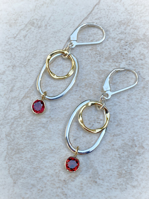 Two Tone Gemstone Ringlet Dangles | Sterling Silver Earrings | Light Years