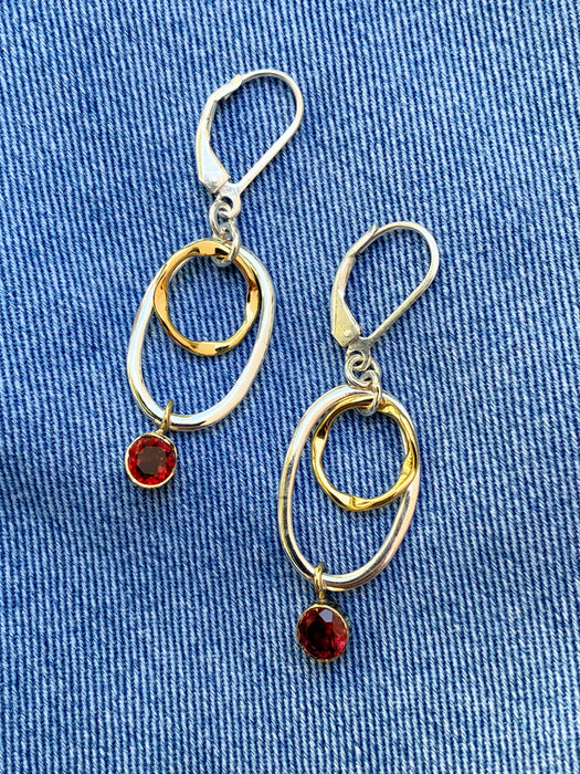 Two Tone Gemstone Ringlet Dangles | Sterling Silver Earrings | Light Years