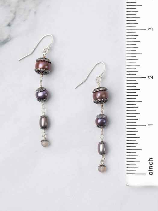 Reflections Purple Pearl Drop Dangles by Anne Vaughan | Sterling Silver | Light Years