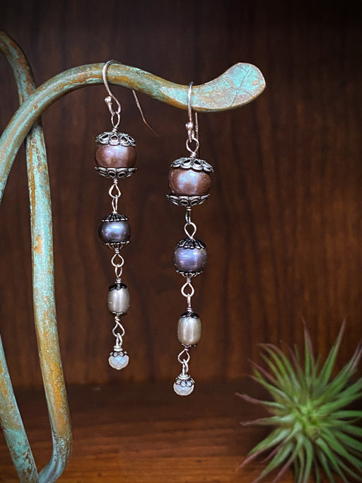 Reflections Purple Pearl Drop Dangles by Anne Vaughan | Sterling Silver | Light Years