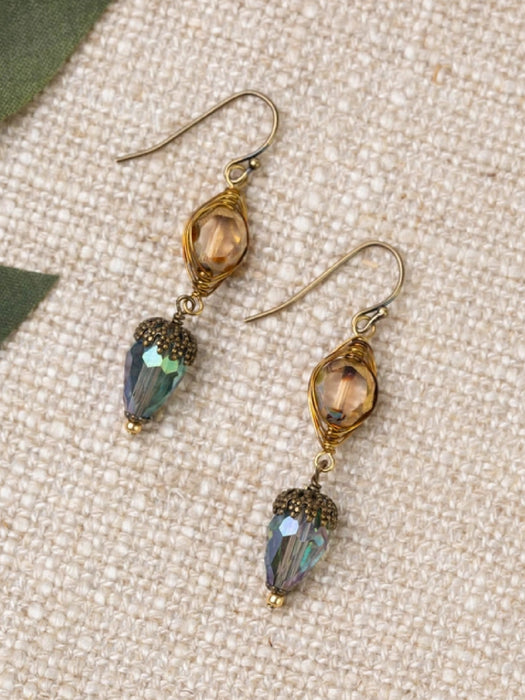 Crisp Autumn Herringbone Dangles by Anne Vaughan | Antiques Brass Earrings | Light Years 