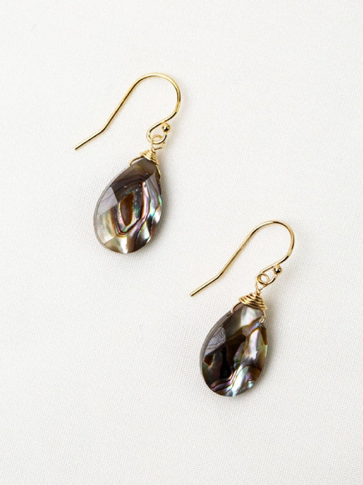 Alchemy Faceted Abalone Teardrop Dangles by Anne Vaughan | Gold Filled Earrings | Light Years