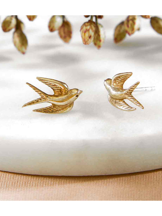 Bronze Swallow Posts | Sterling Silver Studs Earrings | Light Years Jewelry