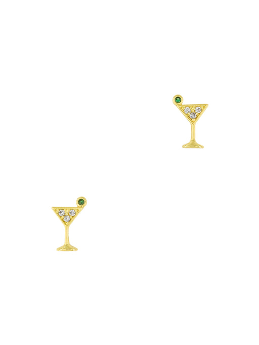 CZ Martini Glass Posts | Gold Plated Stud New Years Earrings | Light Years