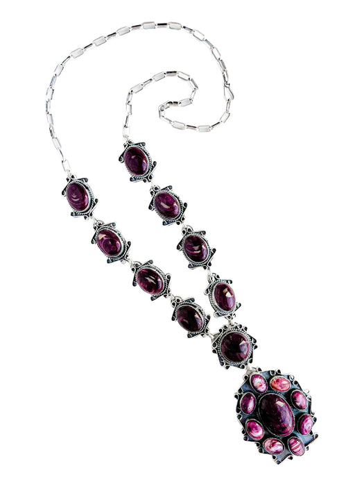 Purple Spiny Oyster Shell Statement Necklace | Navajo Native American Handmade | Light Years