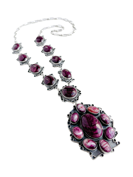 Purple Spiny Oyster Shell Statement Necklace | Navajo Native American Handmade | Light Years