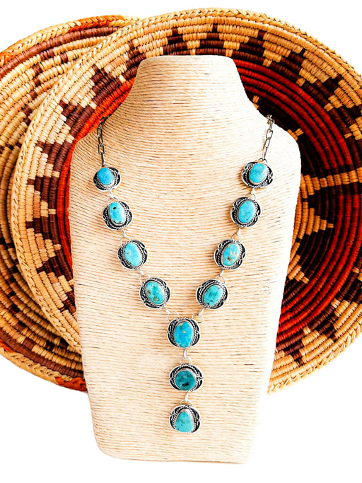 Classic Turquoise Statement Necklace | Navajo Native American Handmade | Light Years