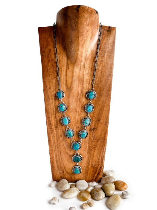 Classic Turquoise Statement Necklace | Navajo Native American Handmade | Light Years