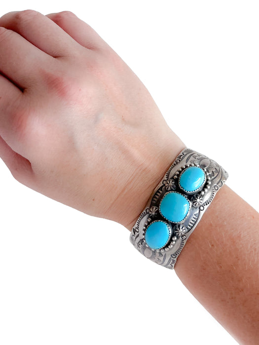 Triple Turquoise Navajo Cuff Bracelet | Navajo Native American | Light Years