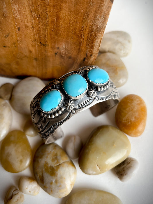 Triple Turquoise Navajo Cuff Bracelet | Navajo Native American | Light Years