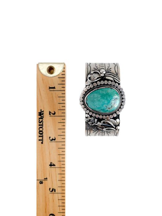 Turquoise Arrow & Feather Cuff Bracelet | Navajo Native American | Light Years