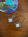 Twist Border White Opal Square Dangles | Sterling Silver Earrings | Light Years