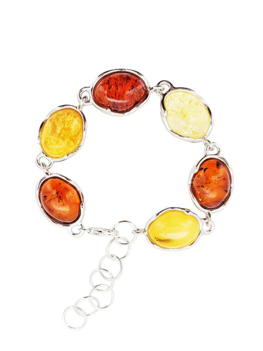 Wavy Sterling Silver & Amber Bracelet | Genuine Baltic | Light Years Jewelry