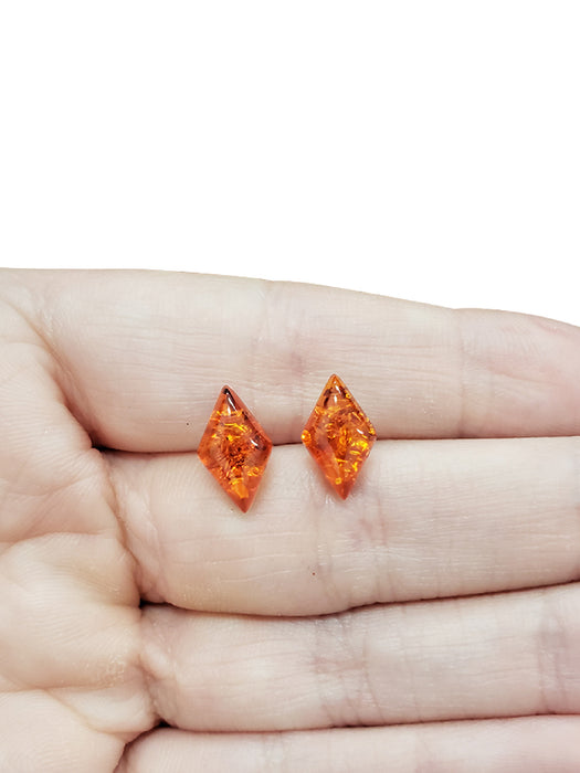 Amber Diamond Posts | Sterling Silver Stud Earrings | Light Years Jewelry