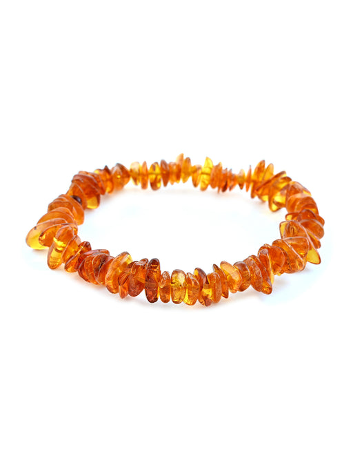 Cognac Amber Chip Stretch Bracelet | Beaded | Light Years Jewelry