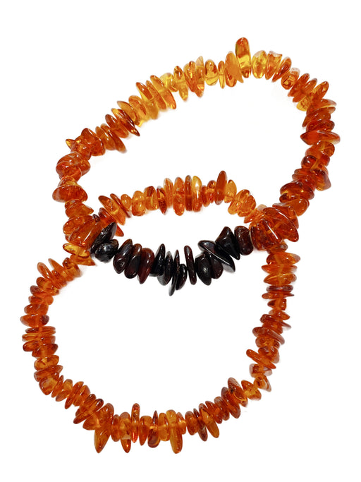 Cognac Amber Chip Stretch Bracelet | Beaded | Light Years Jewelry