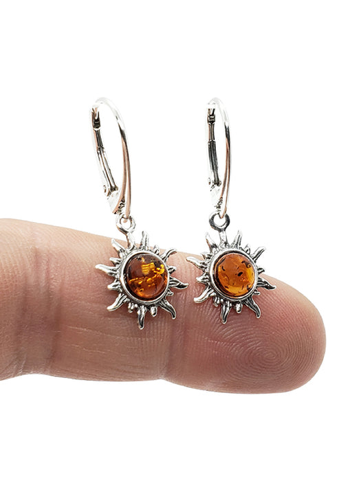 Amber Sun Dangles | Sterling Silver Earrings | Light Years Jewelry