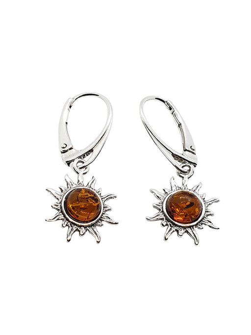 Amber Sun Dangles | Sterling Silver Earrings | Light Years Jewelry