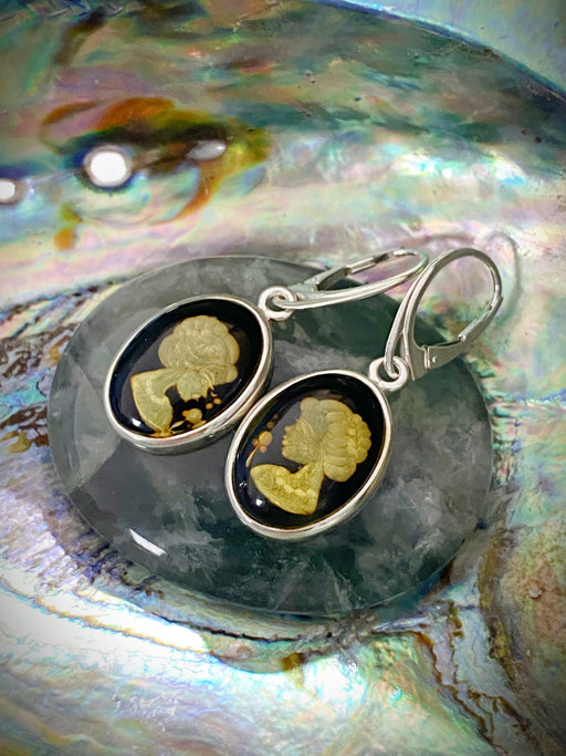 Amber Intaglio Cameo Dangles | Sterling Silver Earrings | Light Years