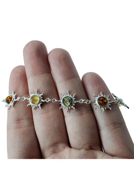 Amber Sun Bracelet | Sterling Silver Baltic Poland | Light Years Jewelry