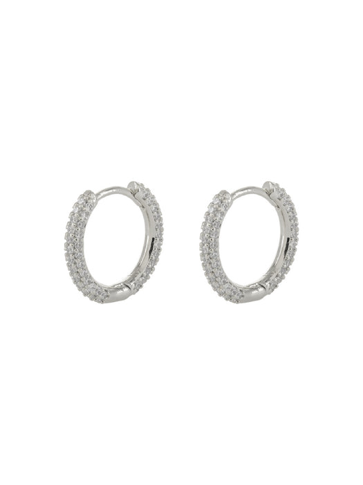 Pave Set CZ Huggie Hoops