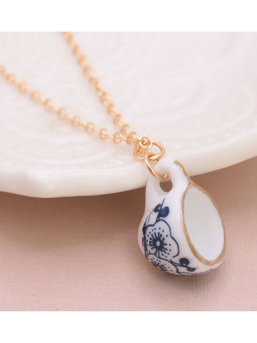 Tea Time Ceramic Teacup Tea Pot Necklace | Gold Fashion Chain | Light Years