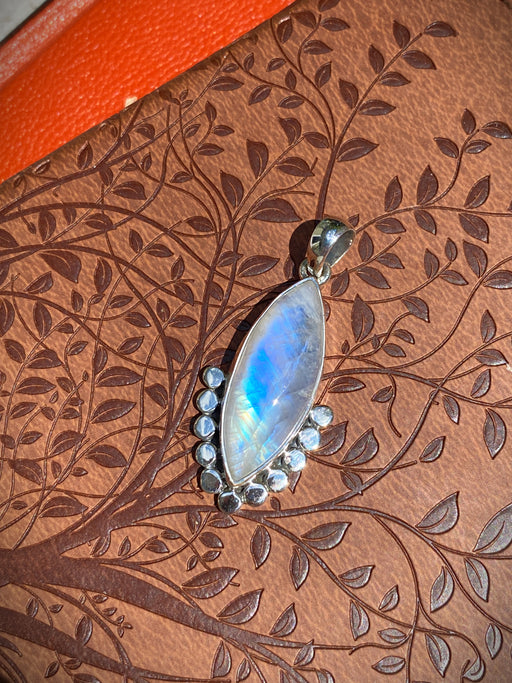 Rainbow Moonstone Pendant | Sterling Silver Necklace | Light Years Jewelry