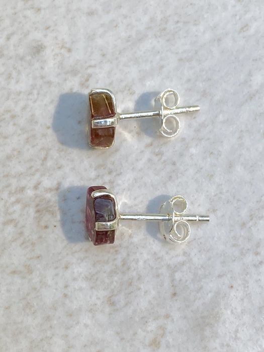 Watermelon Tourmaline Slice Posts | Sterling Silver Stud Earrings | Light Years