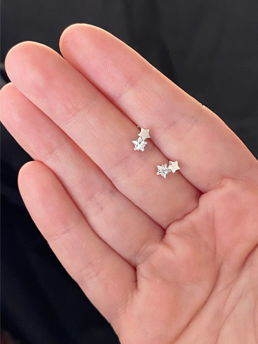 Star and CZ Post Earrings