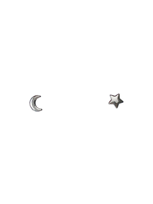 Small Moon & Star Posts | Silver Rose Gold Studs Earrings | Light Years Jewelry