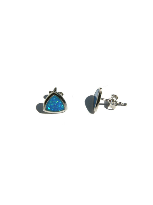 Curved Opal Triangle Posts | Sterling Silver Studs Earrings | Light Years