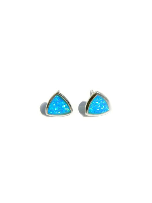 Curved Opal Triangle Posts | Sterling Silver Studs Earrings | Light Years