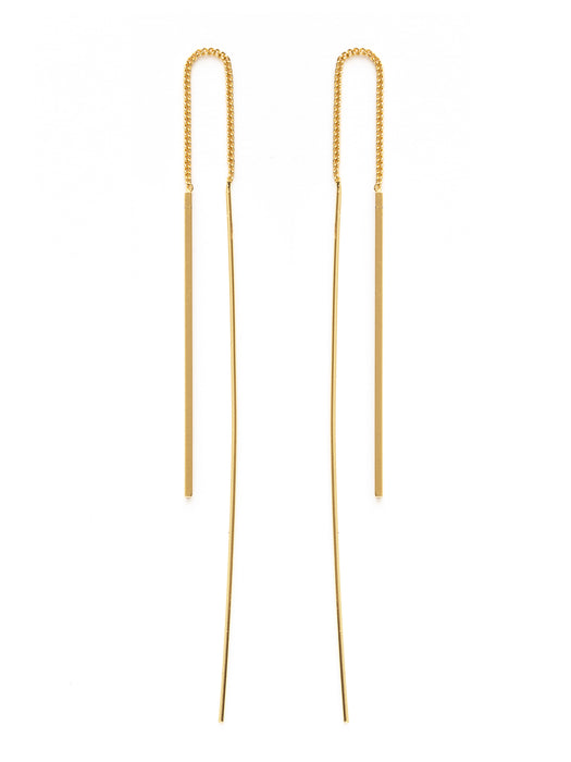 Needle & Thread Earrings | Silver Gold Plated Threaders | Light Years Jewelry