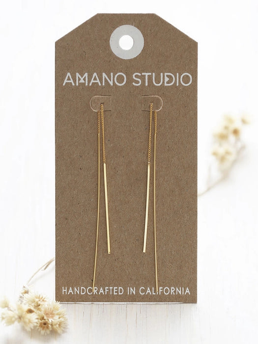 Needle & Thread Earrings | Silver Gold Plated Threaders | Light Years Jewelry