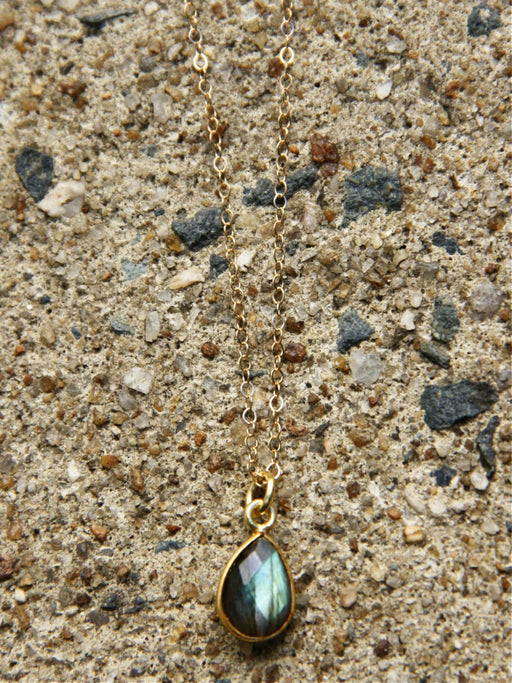 Labradorite Teardrop Necklace | Gold Filled Chain Pendant | Light Years Jewelry