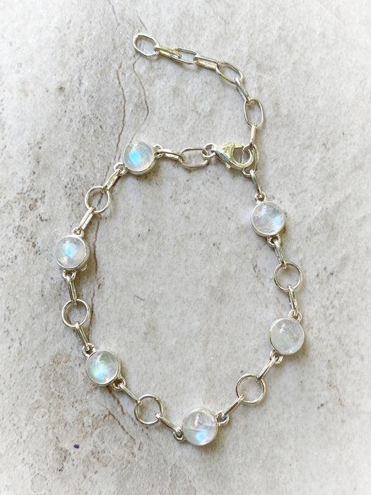 Linked Moonstone Bracelet | Sterling Silver | Light Years Jewelry