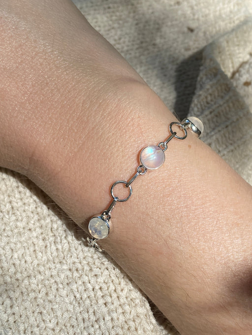 Linked Moonstone Bracelet | Sterling Silver | Light Years Jewelry