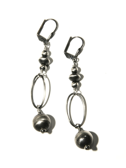 Navajo Pearl Dangles | Sterling Silver Ball Earrings | Light Years Jewelry