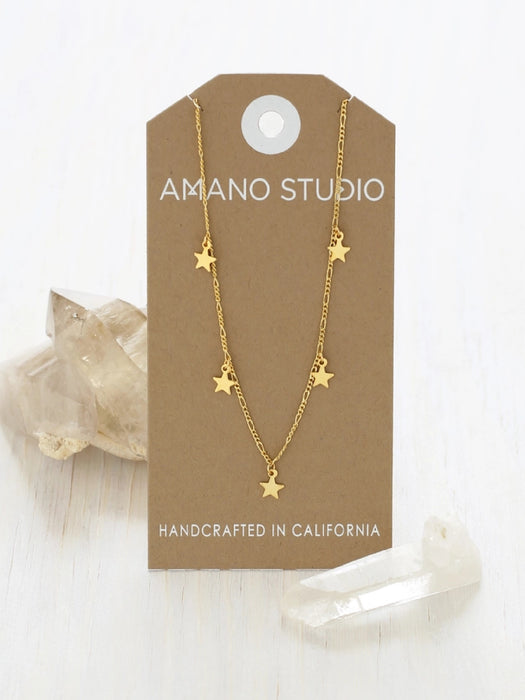 Five Floating Stars Necklace | 14kt Gold Plated | Light Years Jewelry 