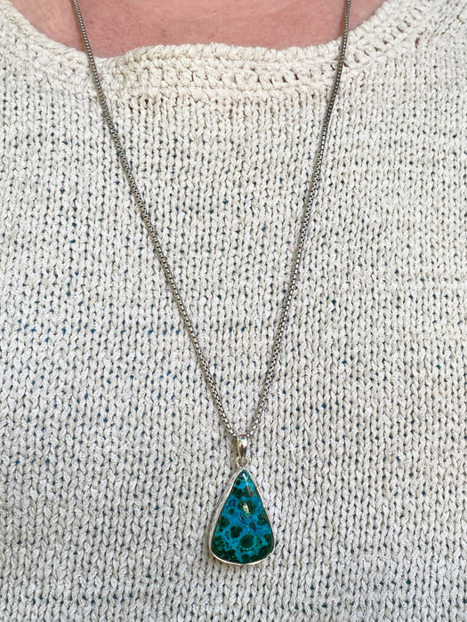 Azurite Malachite Pendant | Sterling Silver Necklace | Light Years Jewelry