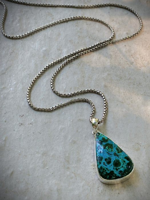 Azurite Malachite Pendant | Sterling Silver Necklace | Light Years Jewelry