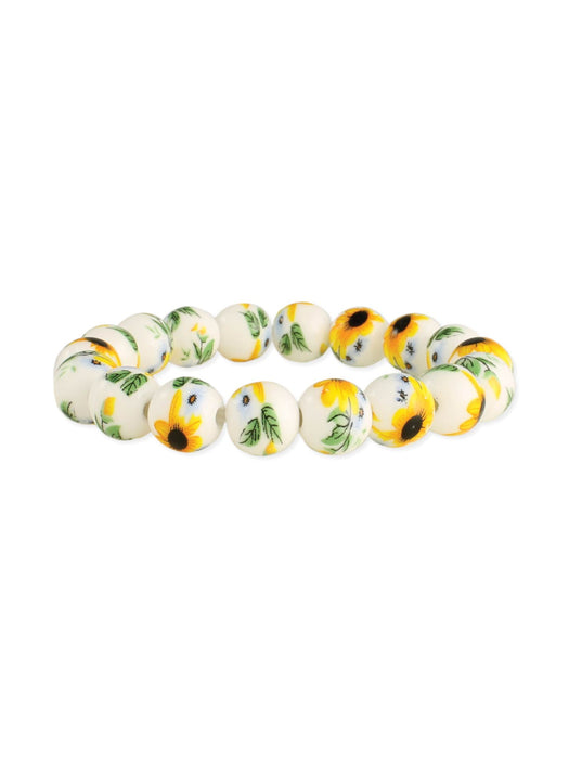 Sunflower Ceramic Bead Bracelet | Beaded Stretch Bracelet | Light Years