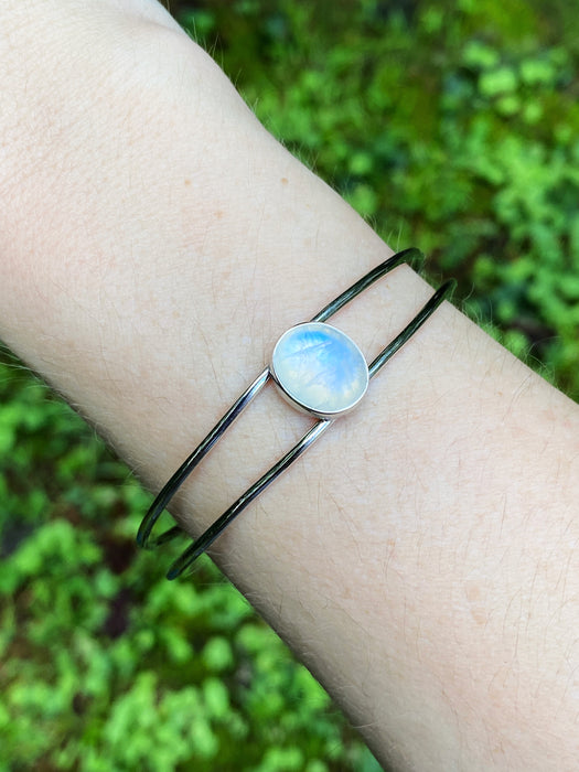 Rainbow Moonstone Cuff Bracelet | Sterling Silver | Light Years Jewelry