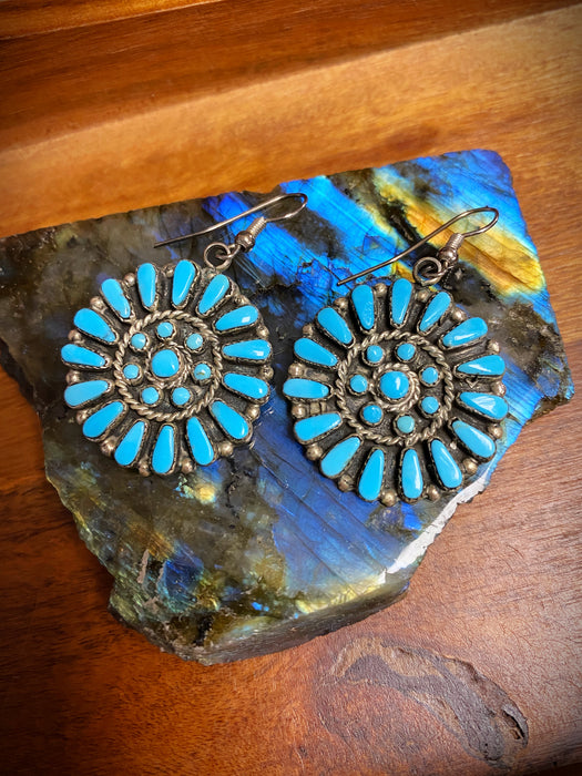 Zuni Petit Point Medallion Dangles | Sterling Silver Earrings | Light Years