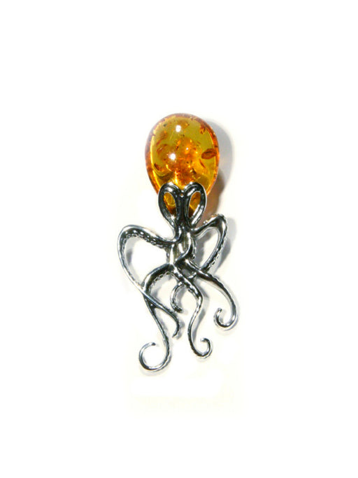 Baltic Amber Octopus Pendant | Sterling Silver Necklace | Light Years Jewelry