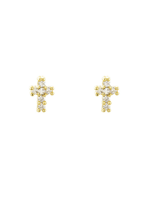 Petite CZ Cross Posts | Gold Plated Studs Earrings | Light Years Jewelry