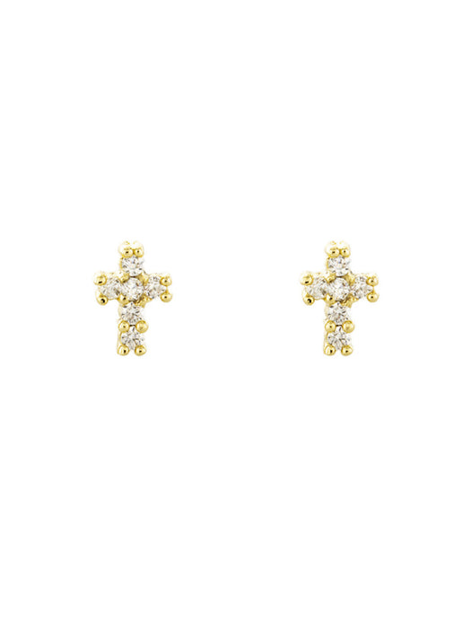 Petite CZ Cross Posts | Gold Plated Studs Earrings | Light Years Jewelry