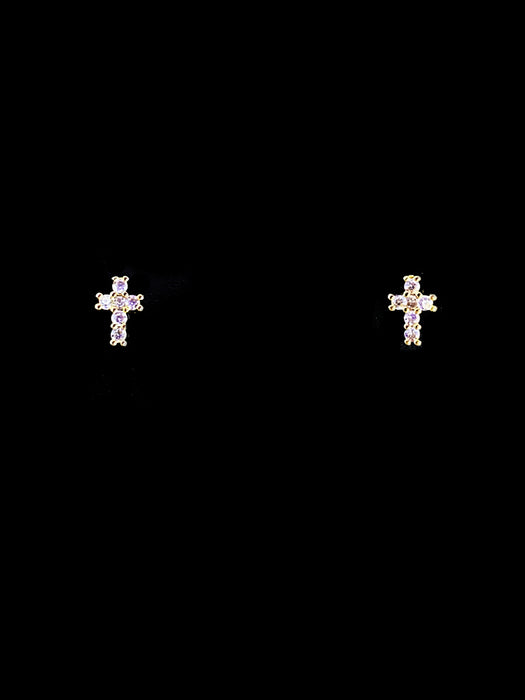 Petite CZ Cross Posts | Gold Plated Studs Earrings | Light Years Jewelry