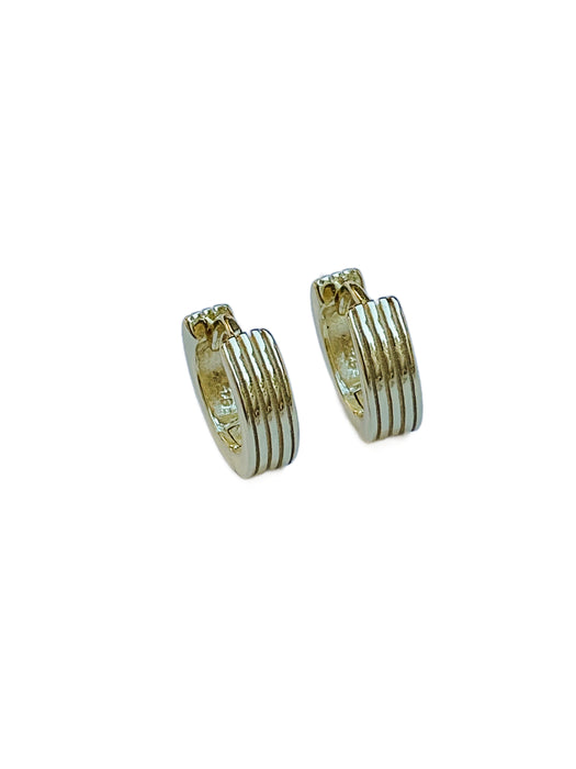 Ridged Huggie Hoops | Sterling Silver Gold Vermeil Earrings | Light Years